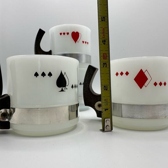 Vintage Siesta Ware Milkglass Mugs Card Deck Set of 4 - Picture 3 of 9
